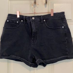 Madewell raw hem black denim shorts